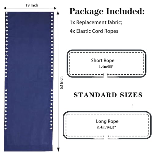 Zero Gravity Chair Replacement Fabric with Bungee Cord Kit, 19 Inch Wide Repair Cloth with Replacement Cord for Anti Gravity Chairs Outdoor Recliner Patio Lounge Chair Lawn Beach Sling Chair, Blue - color: Blue