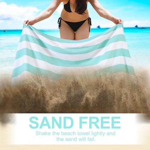 Genovega 6 Oversized Cotton Turkish Beach Bath Towel Set Bulk 74"x38" Extra Large Sand Free Quick Dry Swimming Camping Pool Clearance Towels Blanket Essentials Adult Multi Stripe - color: Orange Lightblue Grey Yellow Purple Lightgreen