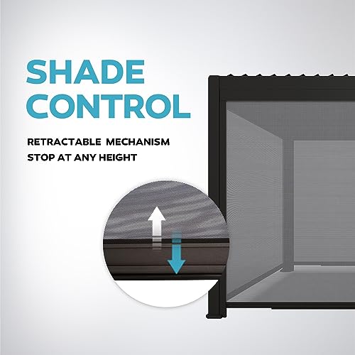 Mirador Accessory - 13Ft Side Adjustable Pull Down Screen for Mirador pergola 111S Series, Enhance Outdoor Living Space with Pull-Down Sun Shade, Wind Block, UV Resistant, Charcoal, not pergola - color: Charcoal, size: 13Ft Side(for 111 series)
