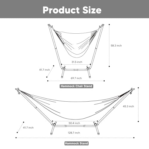 SUNCREAT 2-in-1 Convertible Backyard Fabric Hammock with Stand, Large Hammocks for Outside, Red Stripes - color: A-red Stripes