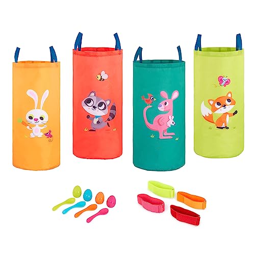 B. toys – 3 Outdoor Games for Kids – Racing Sacks & 3 – Legged Race Bands – Egg – and – Spoon Game – Birthday Party Games – 5 Years + – Outdoor Games Galore - style: Outdoor Racing Games