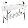 Folding Fish Cleaning Table Portable Camping Sink with Faucet Drainage Hose & Sprayer Outdoor Fillet Station Grid Rack Knife Groove for Picnic Fishing, Black - style: A Sink-Black