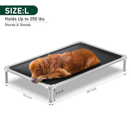 Senneny Chew Proof Elevated Dog Bed Large Sized Dog, Raised Cot for Indoor Outdoor Camping, Heavy-Duty Chew Resistant Hidden Fabric Indestructible Dog Bed, L, 50" L x 33" W x 8" H - size: L - 50"L x 33"W x 8"H