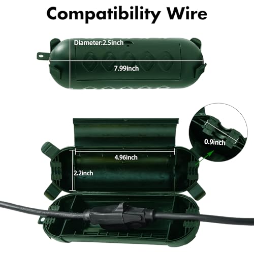 3 Pack Outdoor Extension Cord Cover IP44 Waterproof, Weatherproof Extension Cord Protector Box for Outdoor Plug & Outlet, Ideal for Christmas Lights, Garden Tools, Patio, Green - color: Green-Big