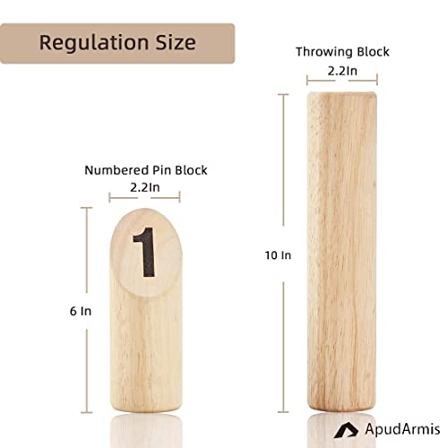 ApudArmis Wooden Tossing Game Set, Numbered Block Toss Games Set with Scoreboard & Carrying Case - Outdoor Lawn Backyard Beach Game for Adults Family - color: Natural Wood
