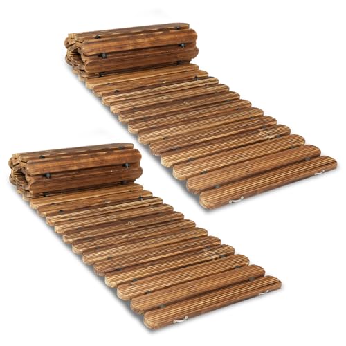 6 FT Roll Out Garden Pathway Straight 2 PCS - Non-Slip Wooden Walkway with Rounded Edges, Instant Outdoor Decoration