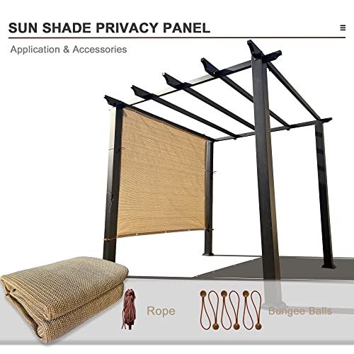 Sun Shade Privacy Panel with Grommets on 4 Sides for Patio, Awning, Window Cover, Pergola or Gazebo (Walnut, 8' x 8') - color: Walnut, size: 8' x 8'