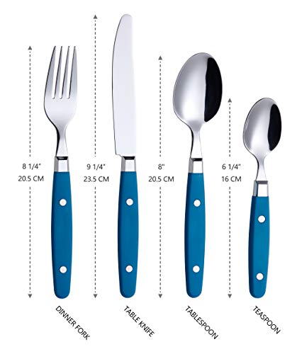 ANNOVA Silverware Set, Retro/Rivet Colorful Stainless Steel Tableware Kitchen Flatware Set Utensils, Includes Dinner Knives, Forks, Spoons & Dessert Spoons (Blue, 24 Pieces) - color: Sapphire Blue, size: 24 Pieces