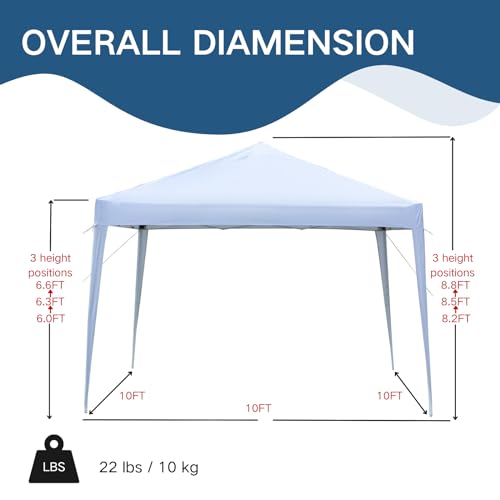 Outvita 10x10ft Ez Pop Up Outdoor Canopy Tent, Portable Commercial Instant Tent with Carry Bag for Party Wedding Birthday BBQ Events - style: 10x10-white