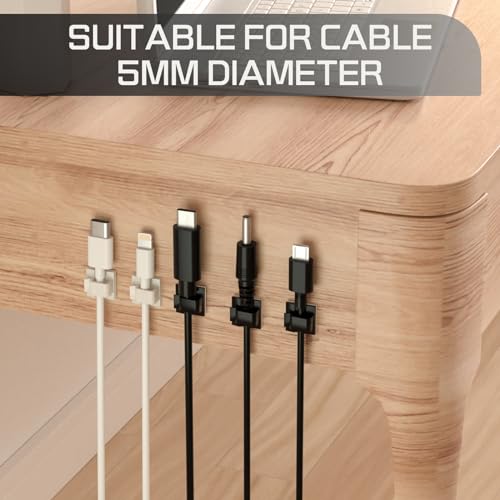 KGROTE 100PCS Cable Clips, Adhesive Wire Clips Strong Cord Clips Wire Holders, Cable Management Clips for Desk, Wall, Car, TV, Ethernet Cable (White, Small) - color: White, size: Small