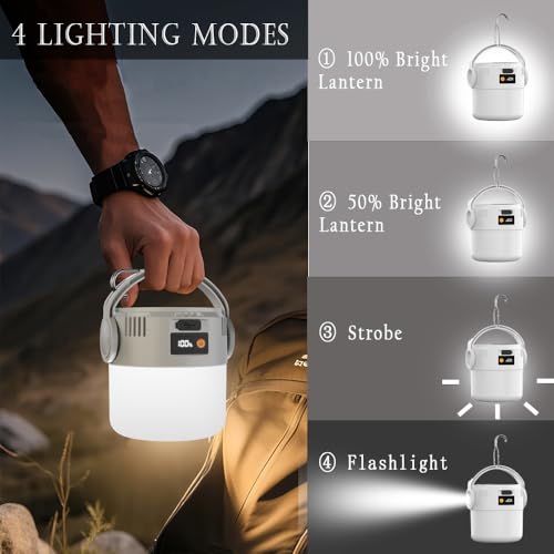 Solar Camping Lights Portable Rechargeable Lantern Hanging Tent Lamp Flashlight Spotlight Outdoor Bright Battery Operated Bulbs Outdoor for Power Outages Canopy Vendors Gathering Emergency 3 Pack - color: Solar Lantern and Flashlight-3pack