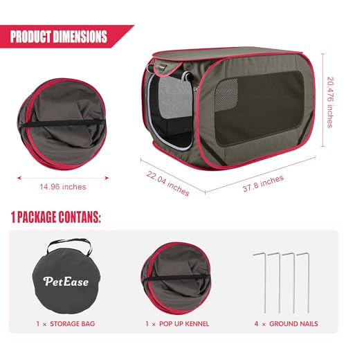 Large Pop Up Kennel,Collapsible Travel Pet Crate, Indoor and Outdoor Portable Dog Enclosure, Portable Pet Car Seat Kennel (Coffee, Large) - size: Large