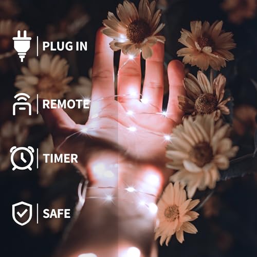 2 Pack Fairy String Lights Plug in, 33Ft 100 Micro Starry LED Outdoor String Lights with 8 Modes Timer Dimmable IP68 Full Waterproof Twinkle Lights for Bedroom Garden Christmas Home Decor (Cool White) - color: 2 Pack Cool White