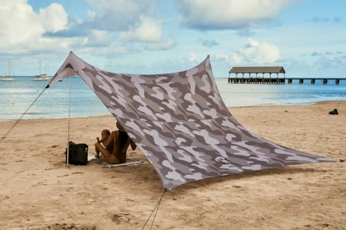 Neso Portable Beach Tent Sun Shelter - Lightweight Beach Shade Canopy - Easy Setup for Family Outings - Patented Reinforced Corners - UPF 50+ Sun Protection - color: Grey Camo