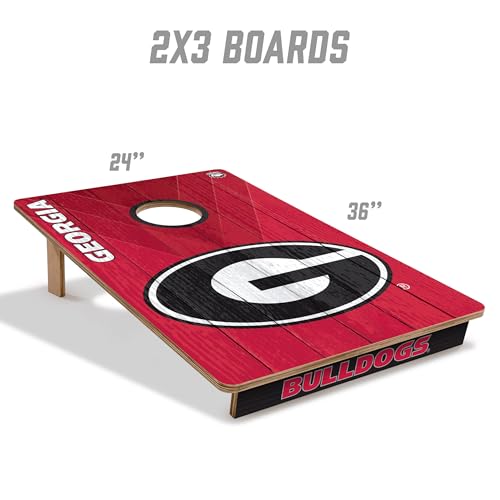 YouTheFan NCAA 2’ x 3’ Wood Cornhole Game with Logo Bags - color: Georgia Bulldogs, size: 2' X 3'