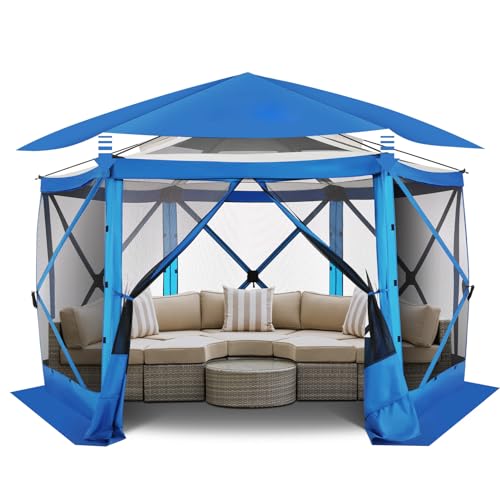 COBIZI 12x12 FT Pop Up Canopy Stargazing Tent, Gazebos On Clearance with Removable Roof,Instant Screened in Gazebo, Screen Tents Portable carpas para Patio for Outdoor Camping,Backyard, Garden, Blue - color: Blue, size: 12x12ft Stargazer Essential