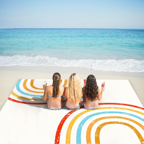 Beach Blanket, Waterproof Sandproof Beach Mat, 78''×86'' Lightweight Outdoor Picnic Blanket for Travel, Camping, Hiking - color: Rainbow Arches, size: 6.5x7.2 FT (1～4 person)