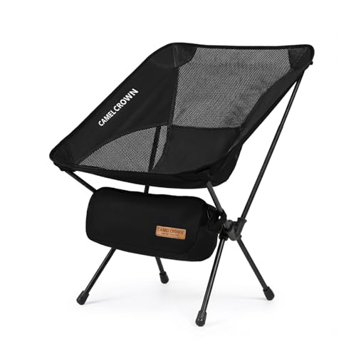 CAMEL CROWN Camping Chair Heavy Duty Backpacking Chair - Ultra-Light Folding Chair with Carry Bag, Portable Compact for Outdoor, Lawn, Hiking, Beach, Picnic - color: Black, size: 1 Pack
