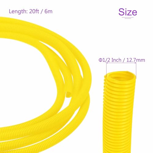 DMiotech 20ft Wire Loom Split Tubing 1/2 Inch(12.7mm) ID, Cord Protectors from Pet Flexible Conduit Cable Management for Office Home Garden, Yellow - color: Yellow, size: 1/2"-20ft