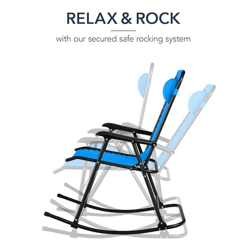 Best Choice Products Outdoor Zero Gravity Rocking Chair, Folding Reclining Patio Lounge Chair with Adjustable Pillow for Lawn, Beach, Camping - Aqua Blue - color: Aqua Blue