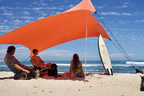 Neso Portable Beach Tent Sun Shelter - Lightweight Beach Shade Canopy - Easy Setup for Family Outings - Patented Reinforced Corners - UPF 50+ Sun Protection - color: Coral