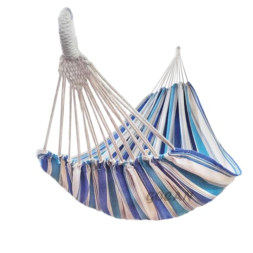 GOCAN Double Hammock 2 Person Extra Large 330X150cm Load Capacity 600Pound Canvas Cotton Hammock for Patio Porch Garden Backyard Lounging Outdoor and Indoor XXL - color: Cornfield, size: XX-Large