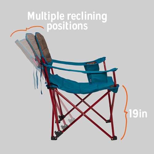 Kelty Deluxe Lounge Chair – Folding Outdoor Camp Chair, Insulated Cupholders, Customized Recline, Steel Frame, Padded Roll Storage, 2024 (Deep Lake) - color: Deep Lake / Fallen Rock