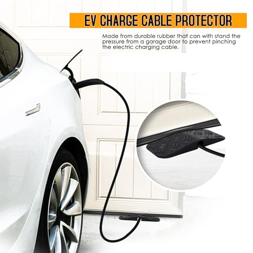 Ev Charger Cable Protector with Handle For Garage Door,Gap Minimizing Design Heavy Duty Soft Rubber Ev Charger Cord Protector Compatible for Tesla(Model 3/Y/X/S), J1772 Chargers,Prevents Damage