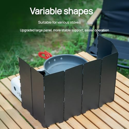 Black Camping Stove Windscreen,Lightweight Aluminum Outdoor Windshield Gas Stove Wind Screen for Camping, Wind Guard Glamping, Hiking, Picnic, Backpacking - color: black