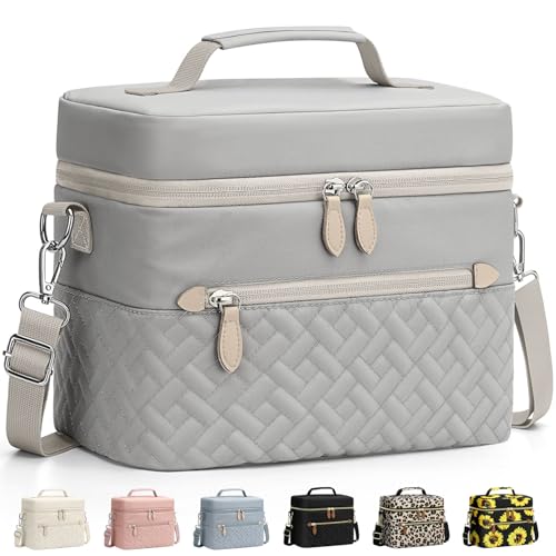 Capolo Lunch Box for Women Men Adults,Insulated Lunch Bag Leakproof Lunch Cooler Box with Removable Strap Cute Lunch Tote Bags Reusable Thermal Lunchbox for Work Picnic(Small,Grey) - color: Gray, size: Small