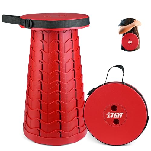 Portable & Lightweight Foldable Camping Chair for Adults, Heavy Duty Folding Stool with Adjustable Shoulder Strap, Perfect for Picnic, Beach, Backyard, and Sporting Events, Max Weight 400lbs - color: Red