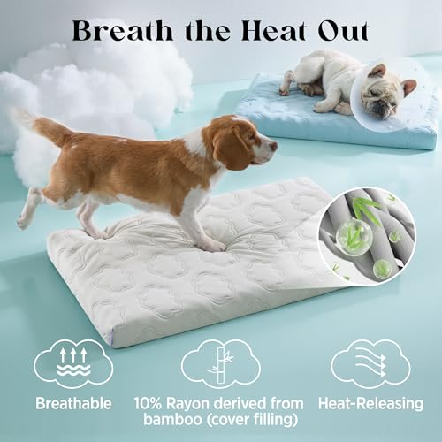 LE SURE Cooling Dog Beds Large Sized Dog, Q-Max>0.5 Cooling Mat with Removable Washable Cover, Breathable Orthopedic Egg Crate Foam Non-Slip Summer Pad for Active/Senior/Long-Haired Pets, 35x22 Inch - color: Cooling Blue, size: 35x22x2.8