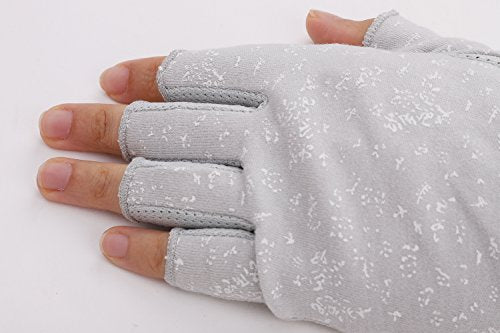 Lightweight Summer Fingerless Gloves Men Women UV Sun Protection Driving Cotton Gloves Nonslip Touchscreen Mittens - color: Gray