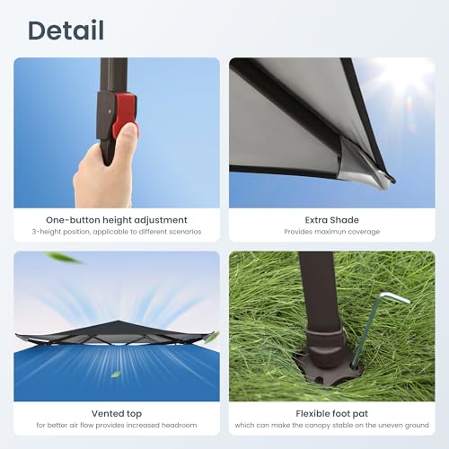 PHI VILLA 13x13 Pop Up Canopy Tent Instant Outdoor Party Canopy Easy One Person Set-up Folding Shelter with Auto Extending Eaves 169 Square Feet of Shade, Blue, Oxford Cloth with Stainless Steel Frame - color: Blue