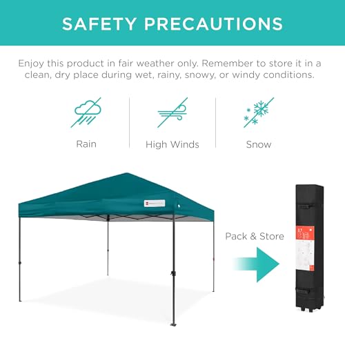 Best Choice Products 10x10ft Pop Up Canopy Tent, Outdoor Shade, 1 Person 1 Minute Set Up, Carry Case, 4 Weight Bags - Cerulean - color: Cerulean, size: 10x10ft