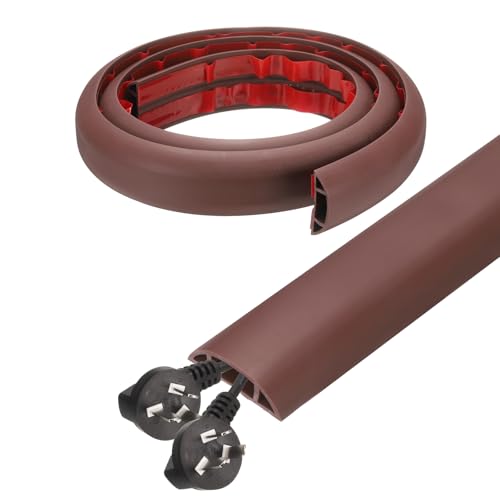 HARFINGTON 4ft Cord Cover Floor W0.6 x H0.33 Inner Channel PVC Hide Extension Cable Floor Wire Hider Wire Covers Protector for Prevent Cable Trips Cables Management, Coffee - color: Coffee, size: 4ft