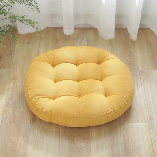 SK Studio Meditation Floor Pillow, Large Floor Cushions, Round Floor Cushion Seating for Adults Kids, Classroom Furniture Floor Pillow for Yoga Living Room, Yellow, 22" W x 22" L (Pack of 1) - color: Yellow, size: 22"W x 22"L (Pack of 1)