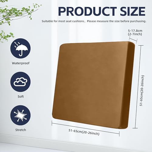 8Pcs Outdoor Cushion Covers, Patio Cushion Covers,Stretch Elastic Slipcovers, Replacement Washable & Reusable Furniture Protector for Patio Couch (Camel Color,Cover Only) - color: Camel Color, size: 8Pcs-Solid color
