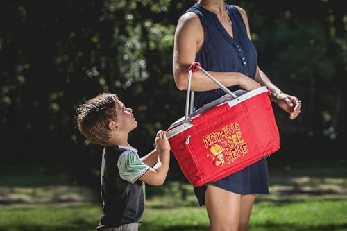Picnic TIME Metro Shopping Basket Cooler, Insulated Collapsible Picnic and Market Basket with Aluminum Frame and Drawstring Top for Travel and Groceries - color: Disney Zootopia - Red