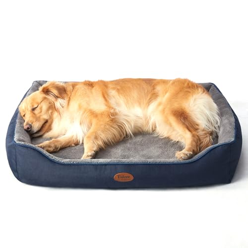 Tidore Orthopedic Dog Beds for Medium Dogs, Durable Egg Crate Foam Sofa Dog Bed wit Washable Removable Cover,Waterproof Lining,Pet Bed for Large Dogs (Navy Blue-Velvet, 39.4" L x 31.5" W x 7.4" Th) - color: Navy Blue-Velvet, size: 39.4"L x 31.5"W x 7.4"Th