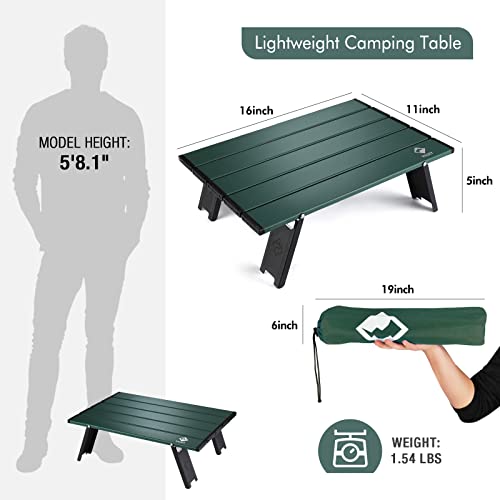 VILLEY Portable Mini Folding Beach Table, Ultralight Aluminum Side Table with Carry Bag for Camping, Picnics, and Outdoor Activities - Green - color: Green
