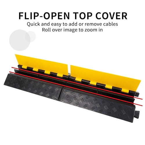 Rubber Cable Ramp Cord Cover Cable Protector Ramps Wire Hose Protective 2 Channel 22000Lbs Load Capacity Traffic Speed Bump for Asphalt Concrete Gravel Driveway Indoor Outdoor, 3 Packs - color: 2 channel-3 pack
