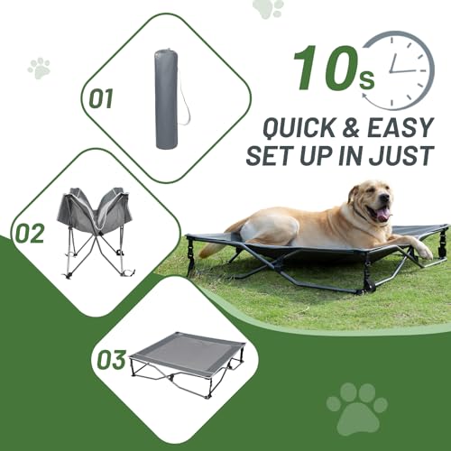 TIMBER RIDGE Outdoor Dog Bed, Cooling Elevated Dog Cot Portable Raised Pet Cot with Breathable Mesh, Foldable Pet Cot for Indoor & Outside, Grey - size: 24.8"L x 24.8"W x 8.3"Th