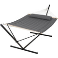 SUNCREAT Hammocks for Outside with 15 ft Stand, Stand Alone Hammock, 475 lbs Capacity, Dark Gray - color: Dark Grey, size: 15 ft Stand