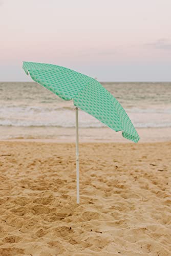 PICNIC TIME 5.5 Ft Portable Beach Umbrella, Lightweight UV Protection Sunshade with Tilt Pole & Carry Bag, Outdoor Canopy Umbrella for Beach, Sand, Pool, Patio, Camping, Travel, or Backyard Shade, (Mermaid Teal) - color: Mermaid Teal