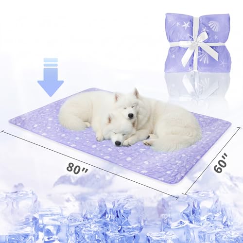 NWK Dog Cooling Blanket, Q-Max>0.345, Ice Silk Cool to Touch Material, Bed Cover, Furniture Protector Couch Sofa for Summer, Anxiety Relief-Machine Washable (Lavender,60'' X 80'') - color: Lavender, size: 60*80