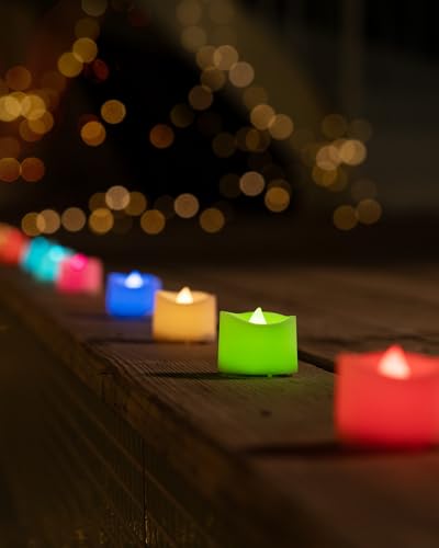 Homemory Multi Color Changing Tea Lights Candles Battery Operated, LED Holiday Candles Tealights with 7-Color Changing for Halloween, Pumpkin, Ofrenda, Christmas, Party, DIY, 12-Pack [White Base] - color: 7 Color Changing Glow – White Body, size: Pack of