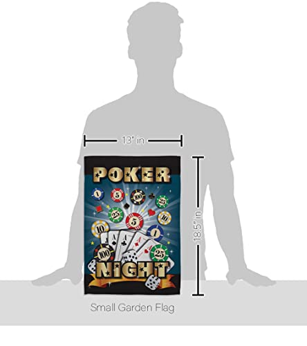Breeze Decor Poker Night Garden Flag Set with Stand Interests Games Bunco Dice Bingo Hobbies Leisure Activity House Decoration Banner Small Yard Gift Double-Sided, Made in USA