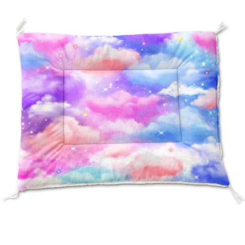 Nttopship Dog Cat Bed Mat Ultra Soft Fluffy Pet Bed Washable Fashion Dog Crate Beds Comfy Comfy Pet Sleeping Pad Suitable for Pet Raised Bed(30"x26",Colorful Clouds) - color: Colorful Clouds, size: Medium