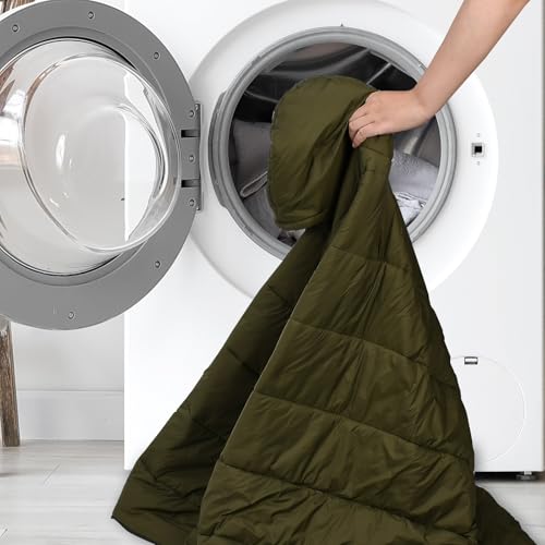 Camping Blanket Poncho Wearable Hoodie Blankets, Waterproof Warm Portable Windproof Durable for Stadium Beach Picnic Car Travel Concerts, Green 79 * 55 inch
